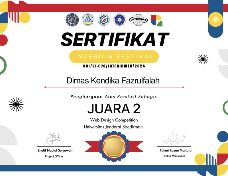 Web Design Competition Certificate